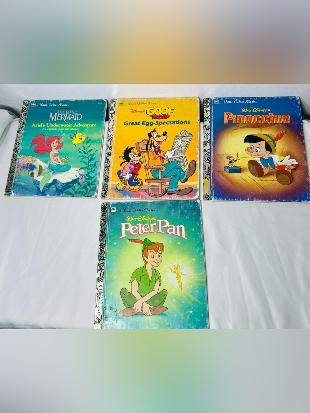 Vintage Disney Little Golden Books Lot of 4 Peter Pan Pinocchio Little Mermaid